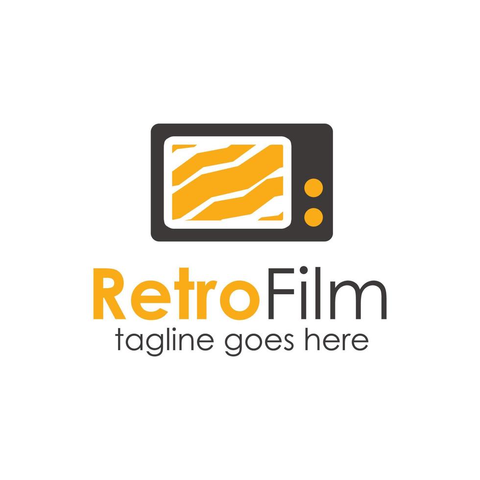 Retro Film Logo Design Template with television icon retro style. Perfect for business, company, mobile, app, restaurant, etc vector