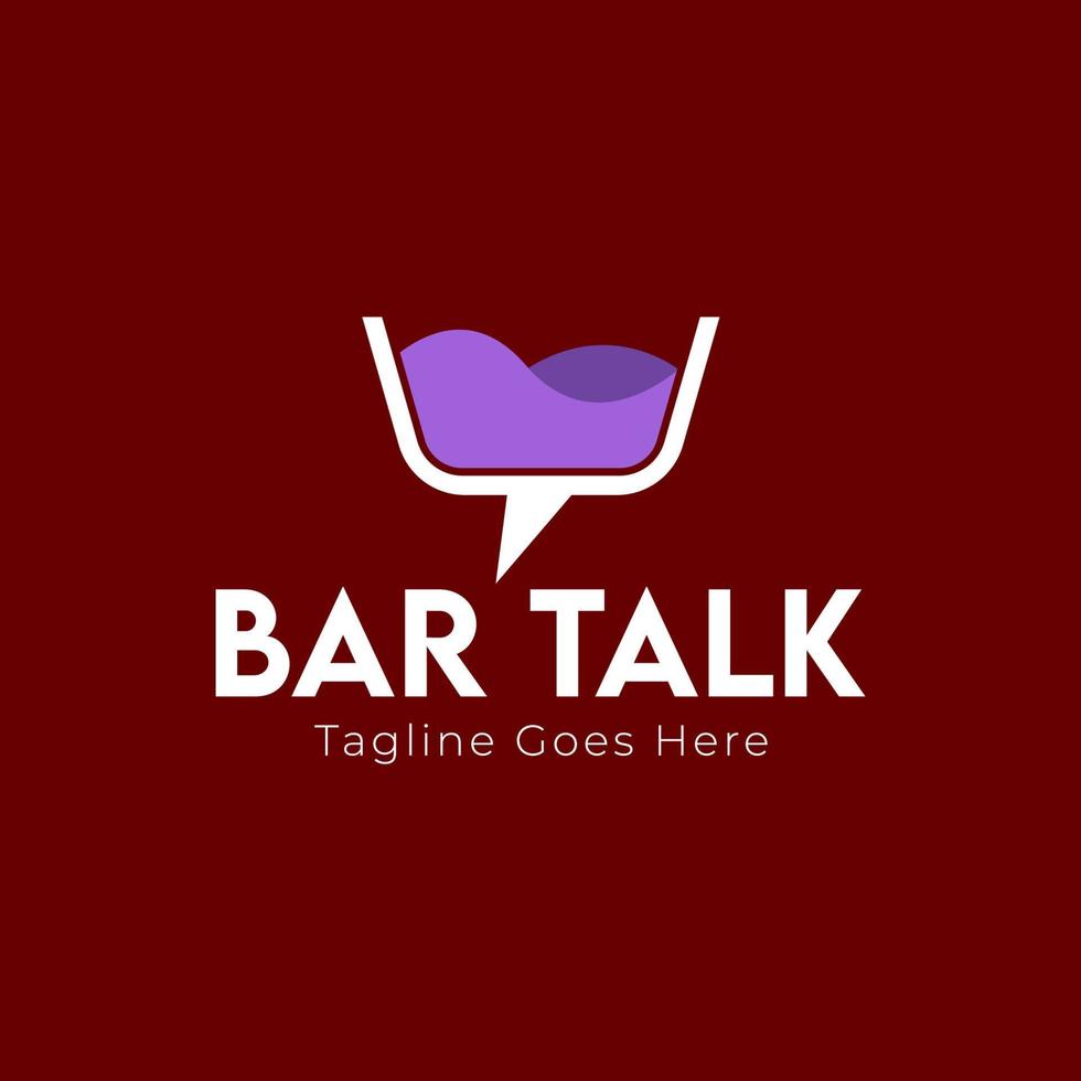 Bar Talk Logo Design Template with liquid and bubble chat. Perfect for business, company, mobile, app, restaurant, etc vector