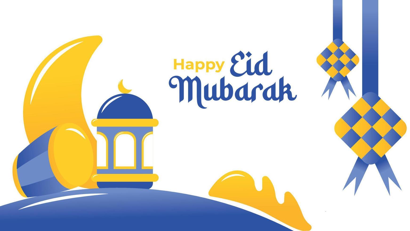 Eid Mubarak Idul Fitri Ornament and Background vector