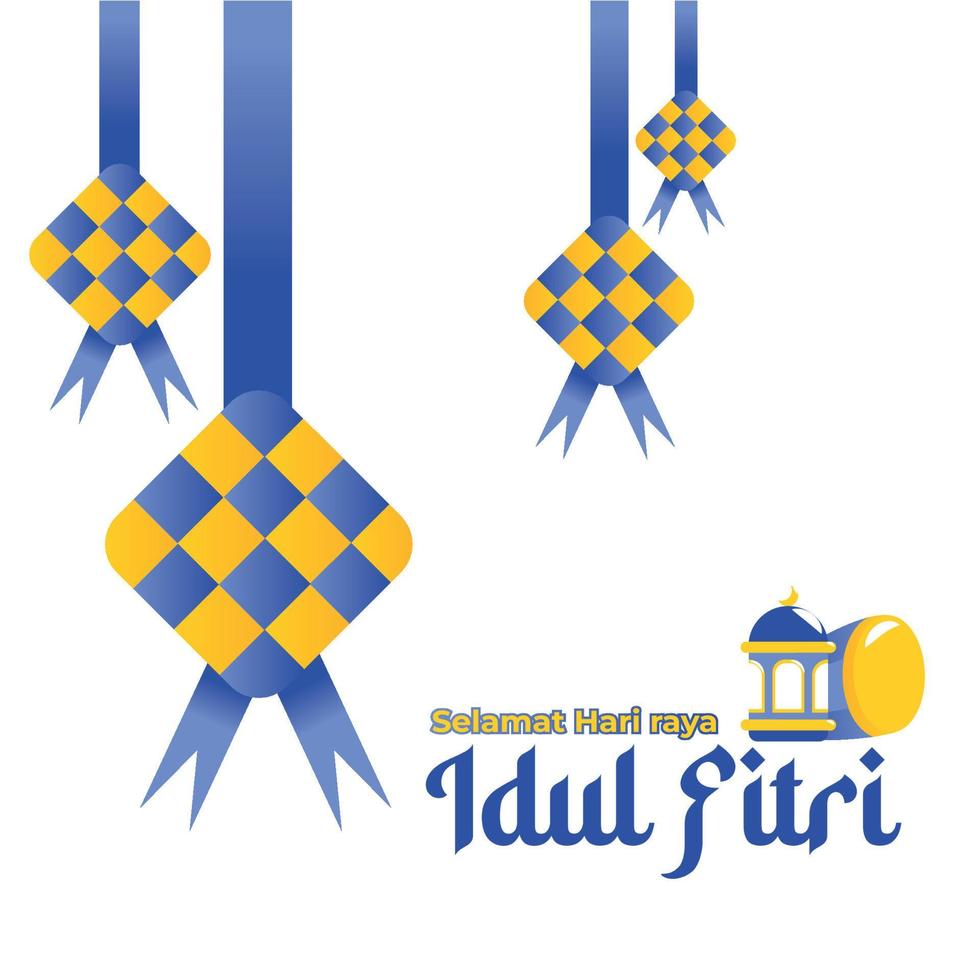 Eid Mubarak Idul Fitri Ornament and Background vector