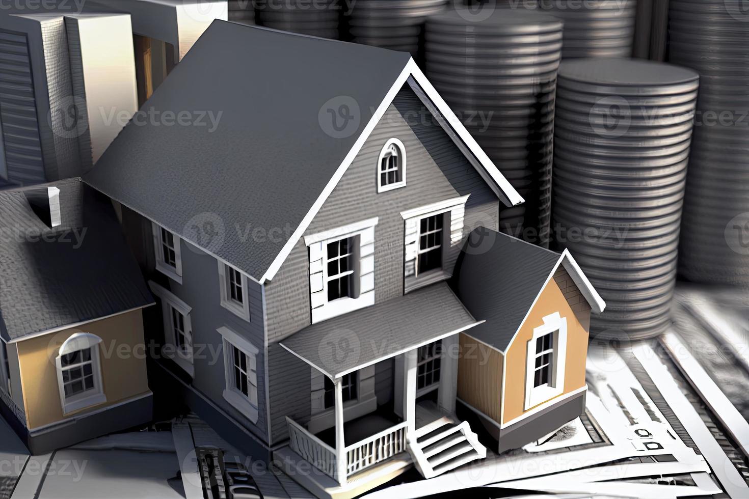 Saving money for real estate with buying a new home and loan for prepare in the future concept photo