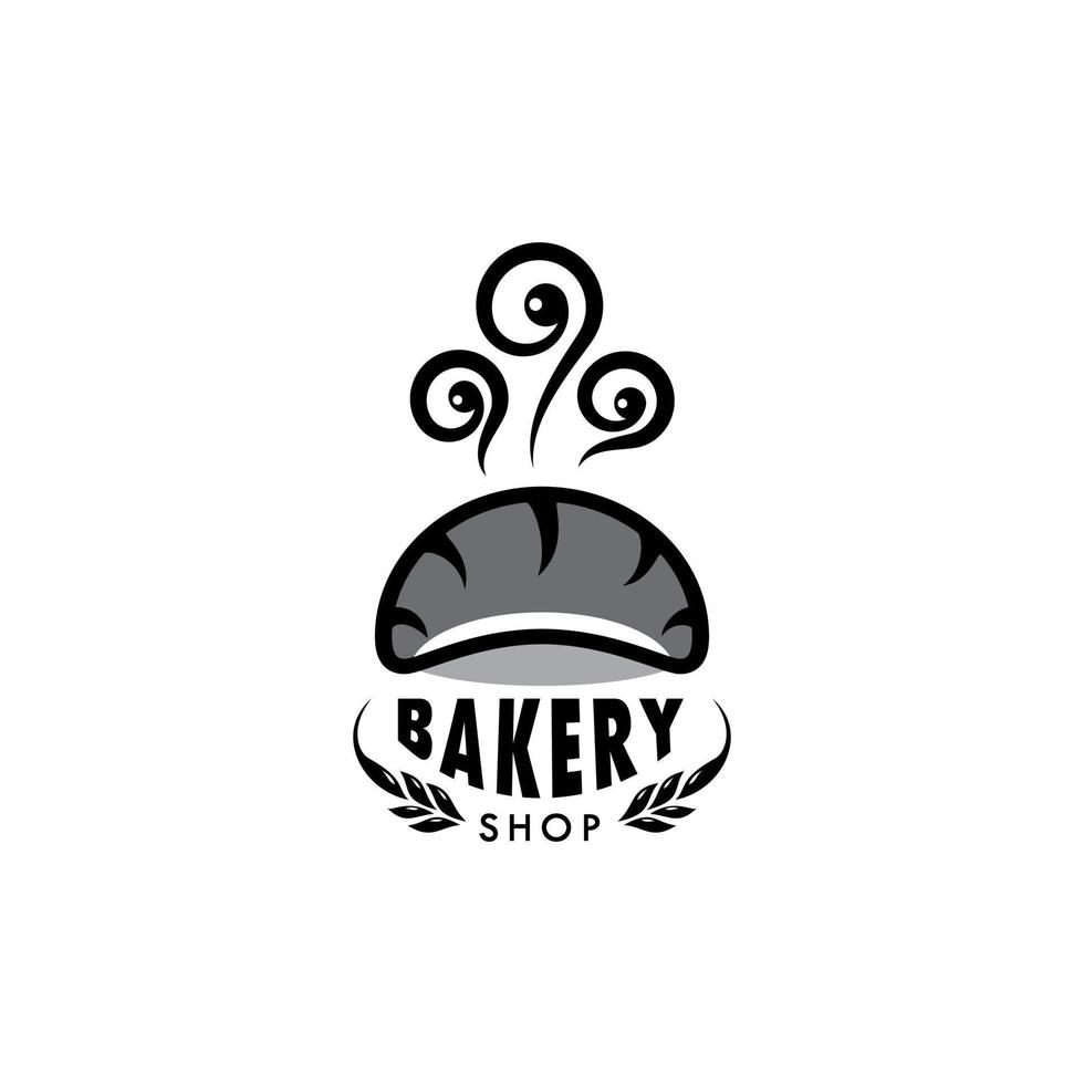 logo modelo para panadería o pastel comercio, con ilustración de calentar un pan. vector