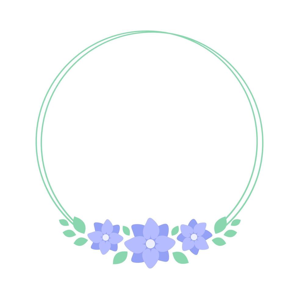 Round lavender floral frame. Botanical flower border vector illustration. Simple elegant romantic style for wedding events, signs, logo, labels, social media posts, etc.