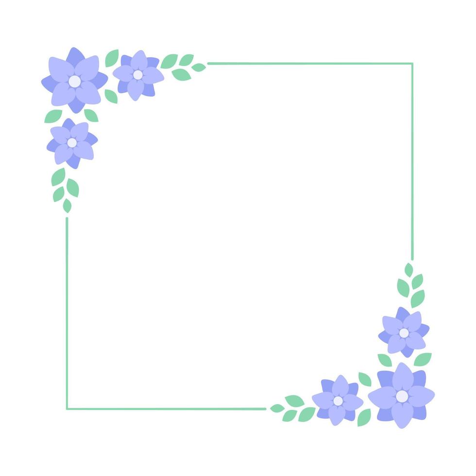 Square lavender floral frame. Botanical flower border vector illustration. Simple elegant romantic style for wedding events, signs, logo, labels, social media posts, etc.