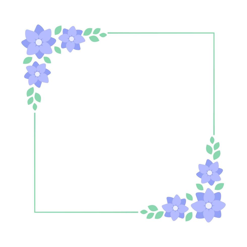 Square lavender floral frame. Botanical flower border vector illustration. Simple elegant romantic style for wedding events, signs, logo, labels, social media posts, etc.