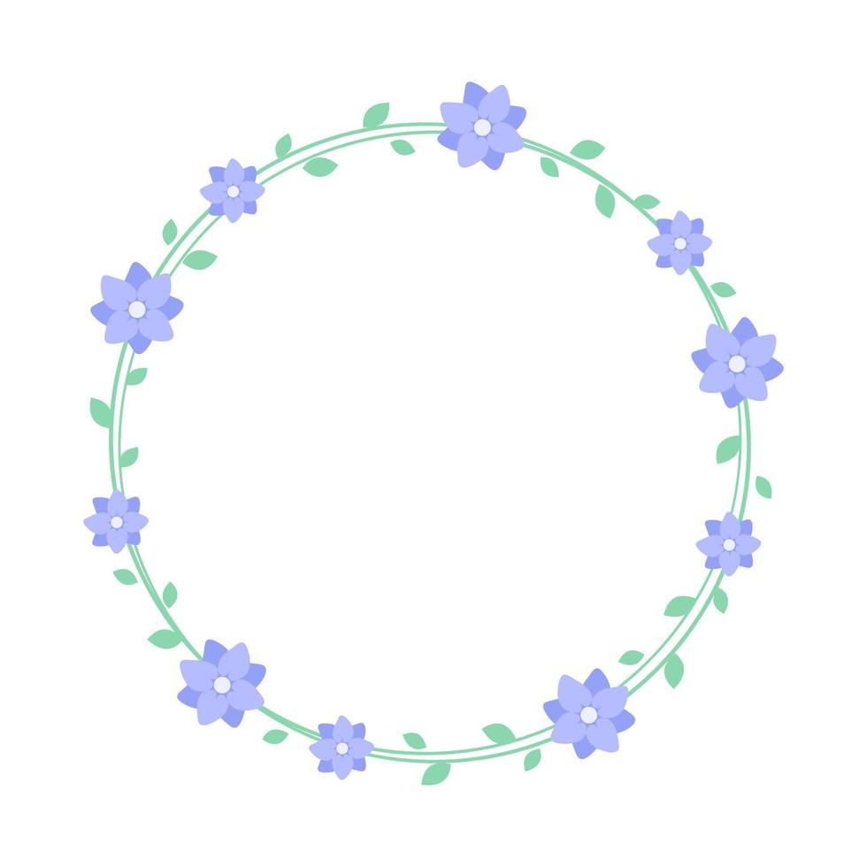 Round lavender floral frame. Botanical flower border vector illustration. Simple elegant romantic style for wedding events, signs, logo, labels, social media posts, etc.