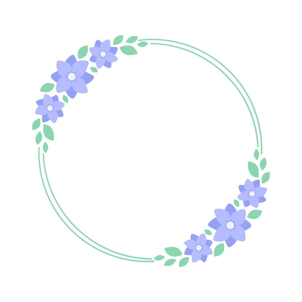 Round lavender floral frame. Botanical flower border vector illustration. Simple elegant romantic style for wedding events, signs, logo, labels, social media posts, etc.