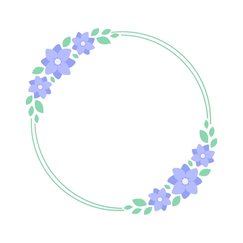 Round lavender floral frame. Botanical flower border vector illustration. Simple elegant romantic style for wedding events, signs, logo, labels, social media posts, etc.