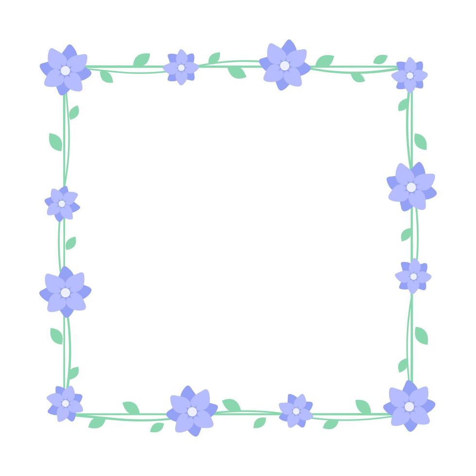 Square lavender floral frame. Botanical flower border vector illustration. Simple elegant romantic style for wedding events, signs, logo, labels, social media posts, etc.