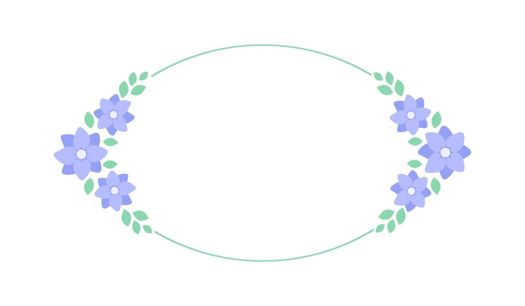 Lavender floral arch frame template. Geometric border with vine and flower pattern. Vector rounded border with space for text.
