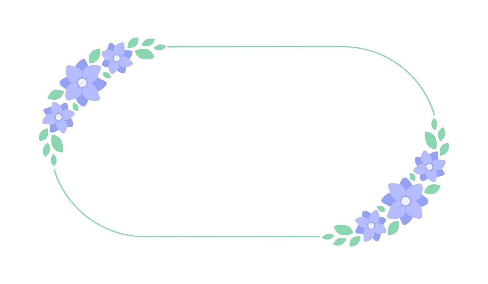 Oval lavender floral frame. Botanical flower border vector illustration. Simple elegant romantic style for wedding events, signs, logo, labels, social media posts, etc.