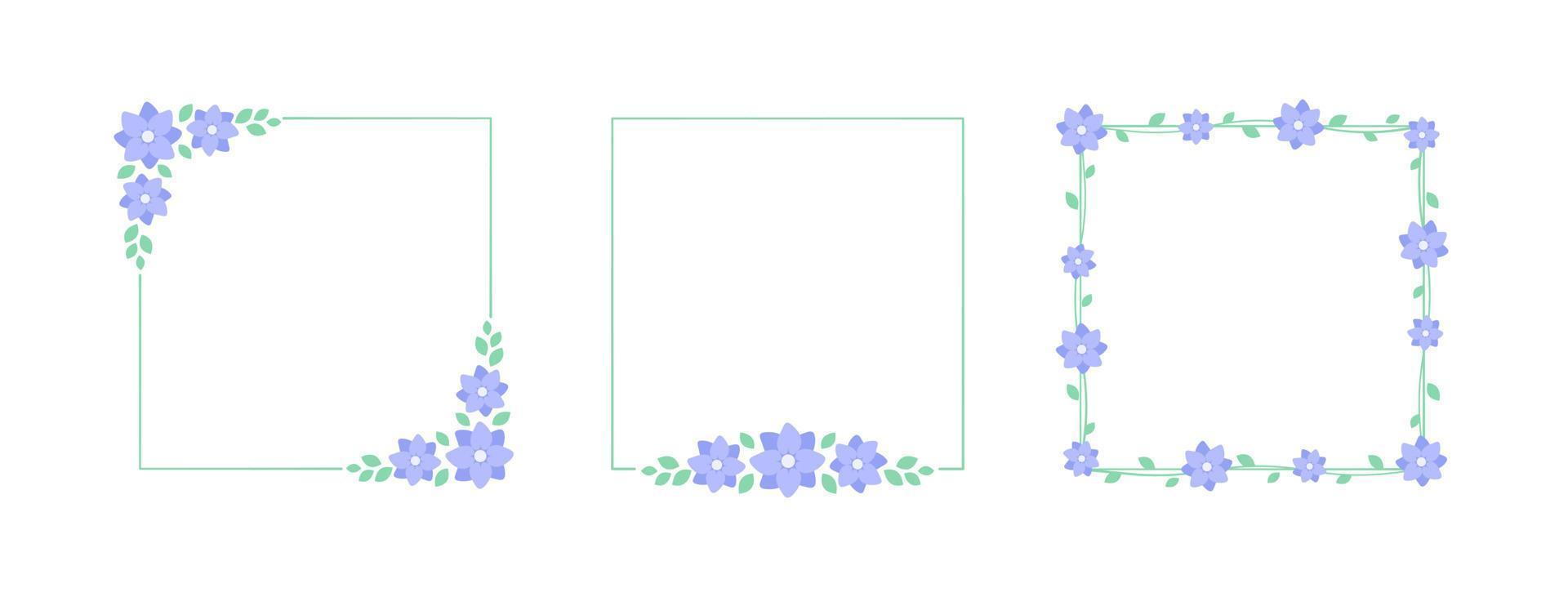 Square lavender floral frame. Botanical flower border vector illustration. Simple elegant romantic style for wedding events, signs, logo, labels, social media posts, etc.