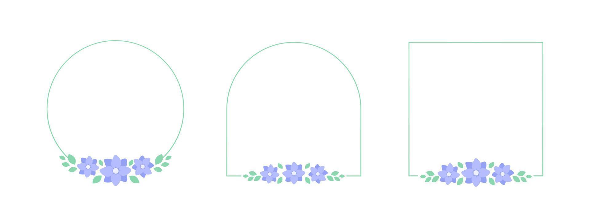 pastel lavanda floral marco colocar. botánico flor frontera vector ilustración. sencillo elegante romántico estilo para Boda eventos, señales, logo, etiquetas, social medios de comunicación publicaciones, etc.