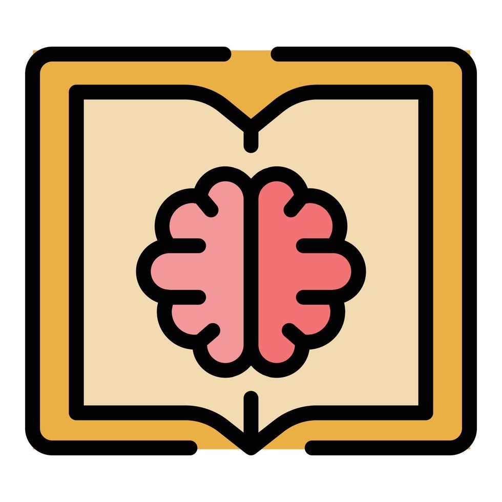 Book brain icon vector flat