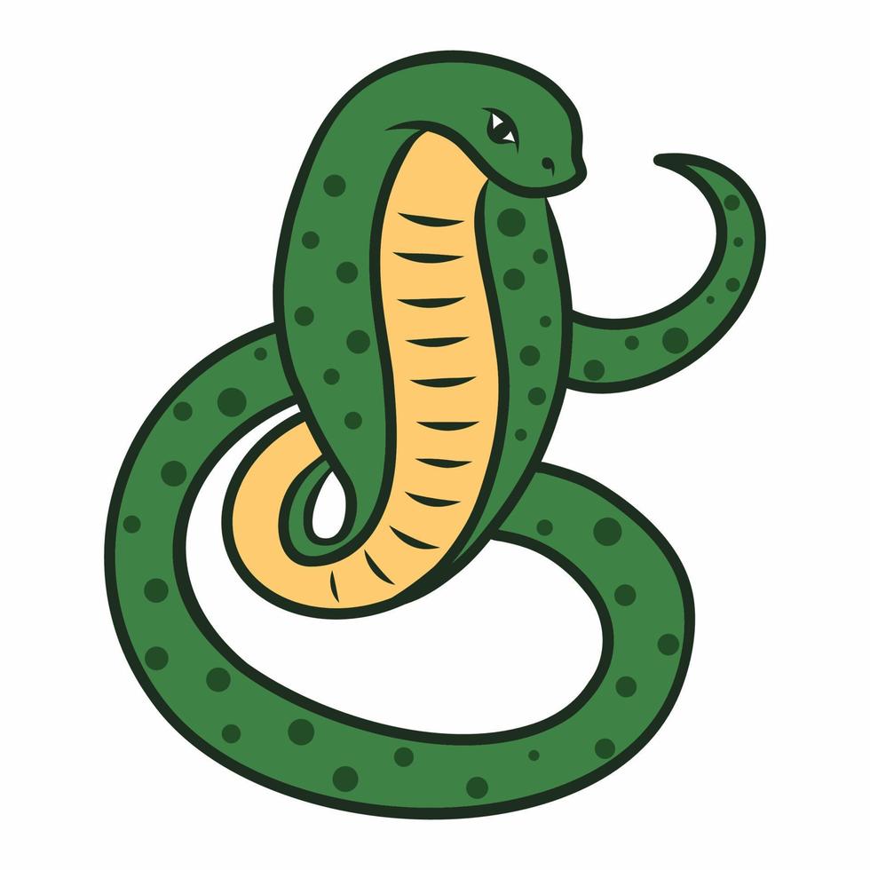 Cobra on white background. Drawing for children. Snake. Vector doodle illustration.