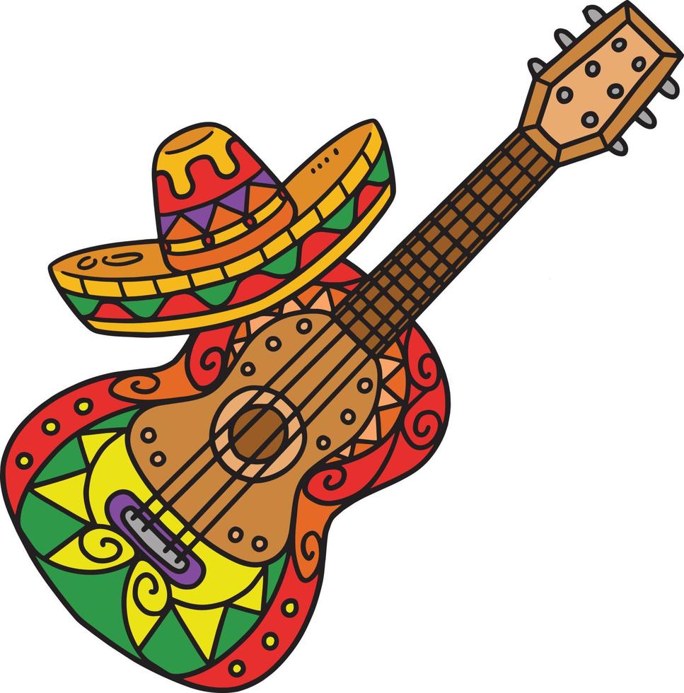 cinco Delaware mayonesa mexicano guitarra, sombrero dibujos animados clipart vector