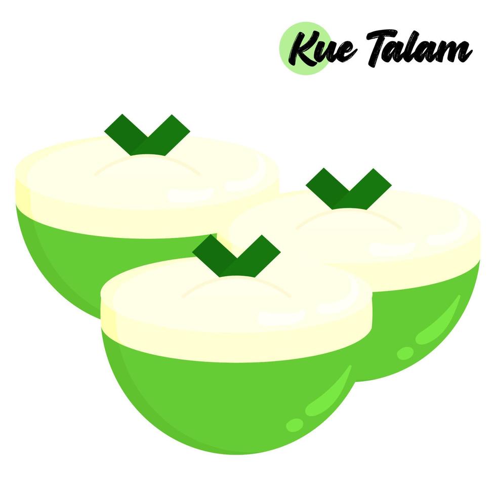 Flat design illustration of Indonesian traditional snack kue talam means rice flour and coconut milk cake vector