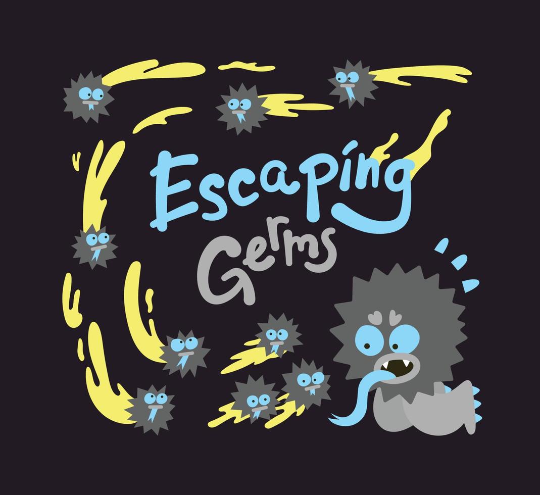 Escaping Germs Cartoon Character vector