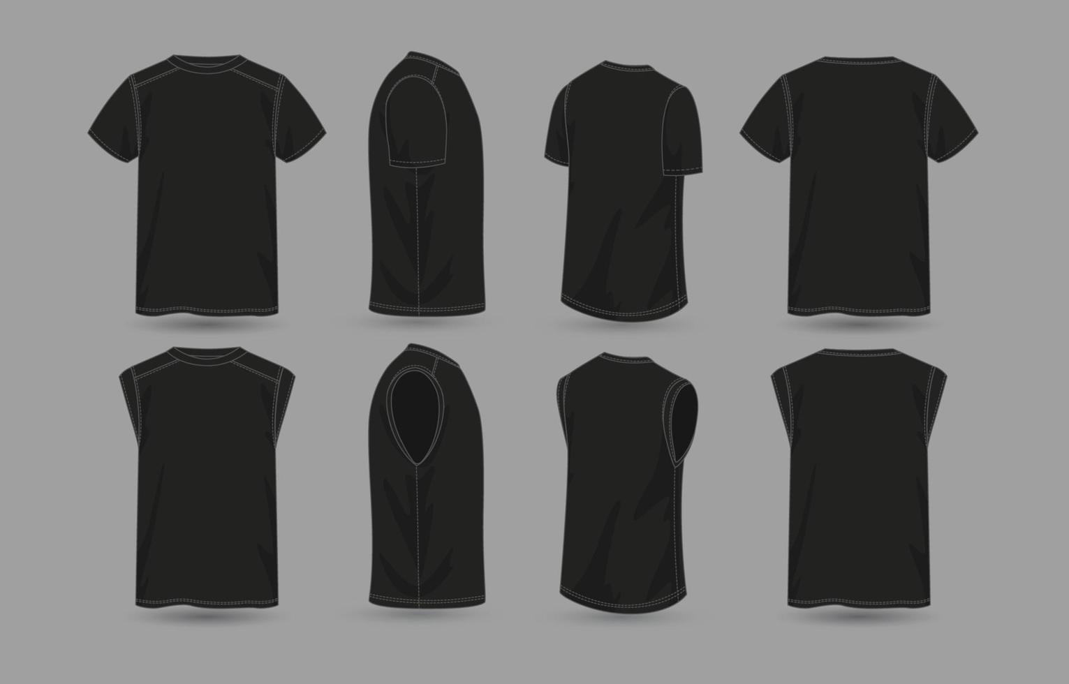maqueta de camiseta negra de contorno vector