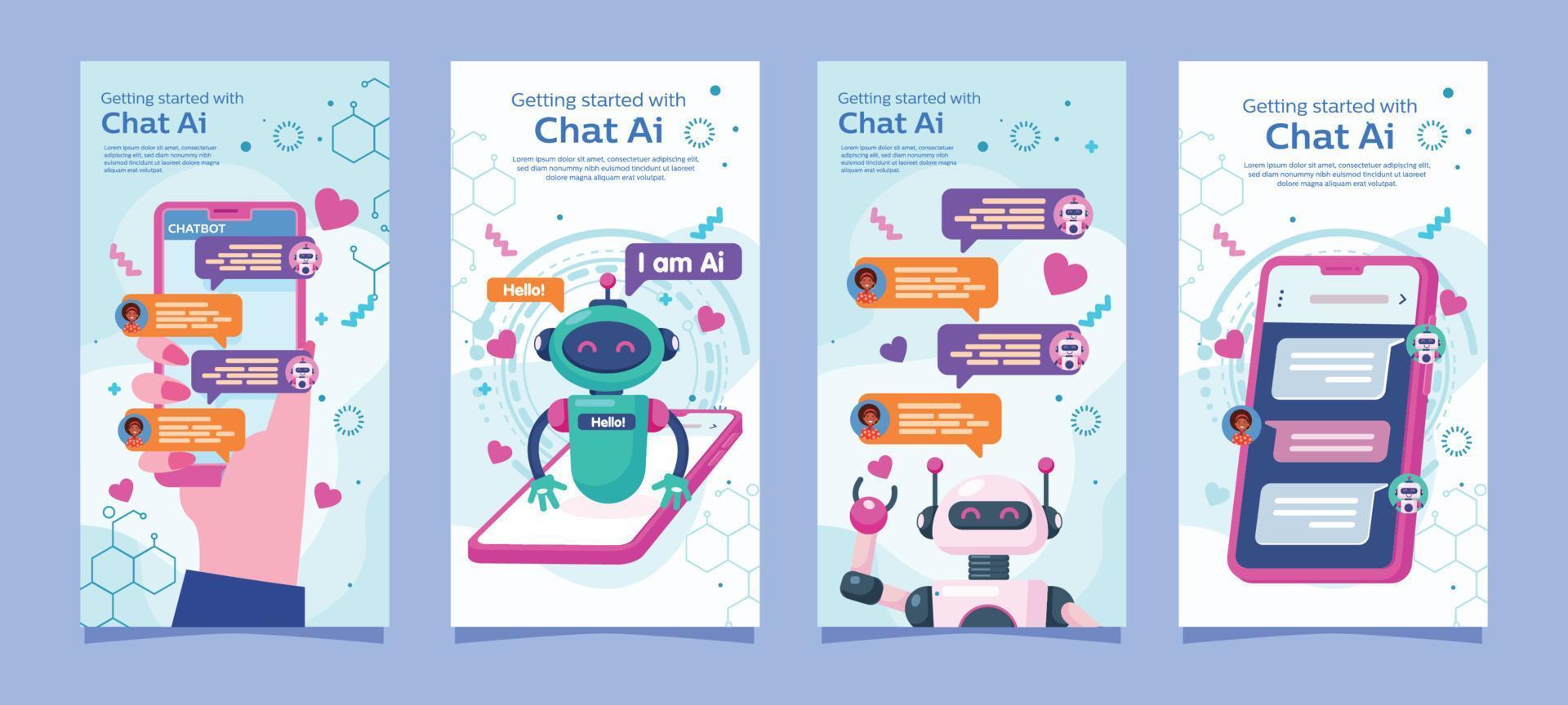 Chat AI Technology Social Media Story vector