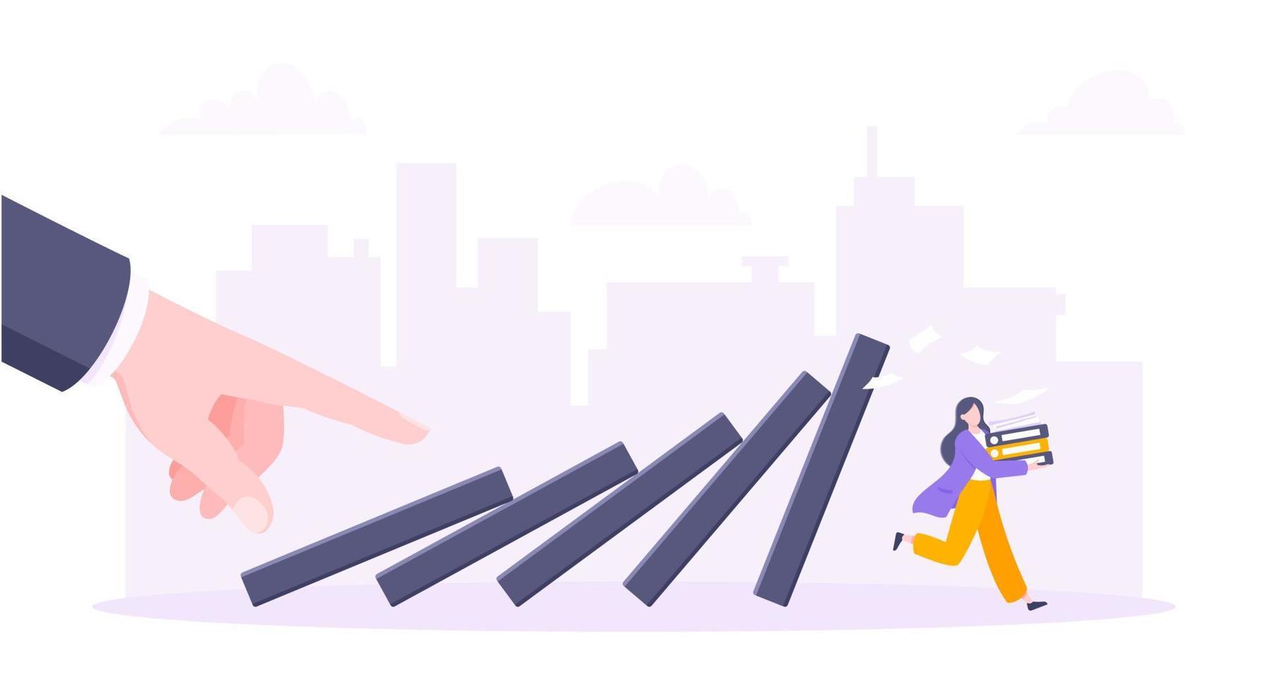 Domino effect or business cowardice metaphor vector illustration concept.