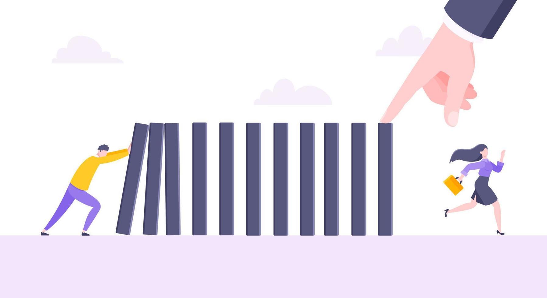 Business resilience or domino effect metaphor vector illustration concept.