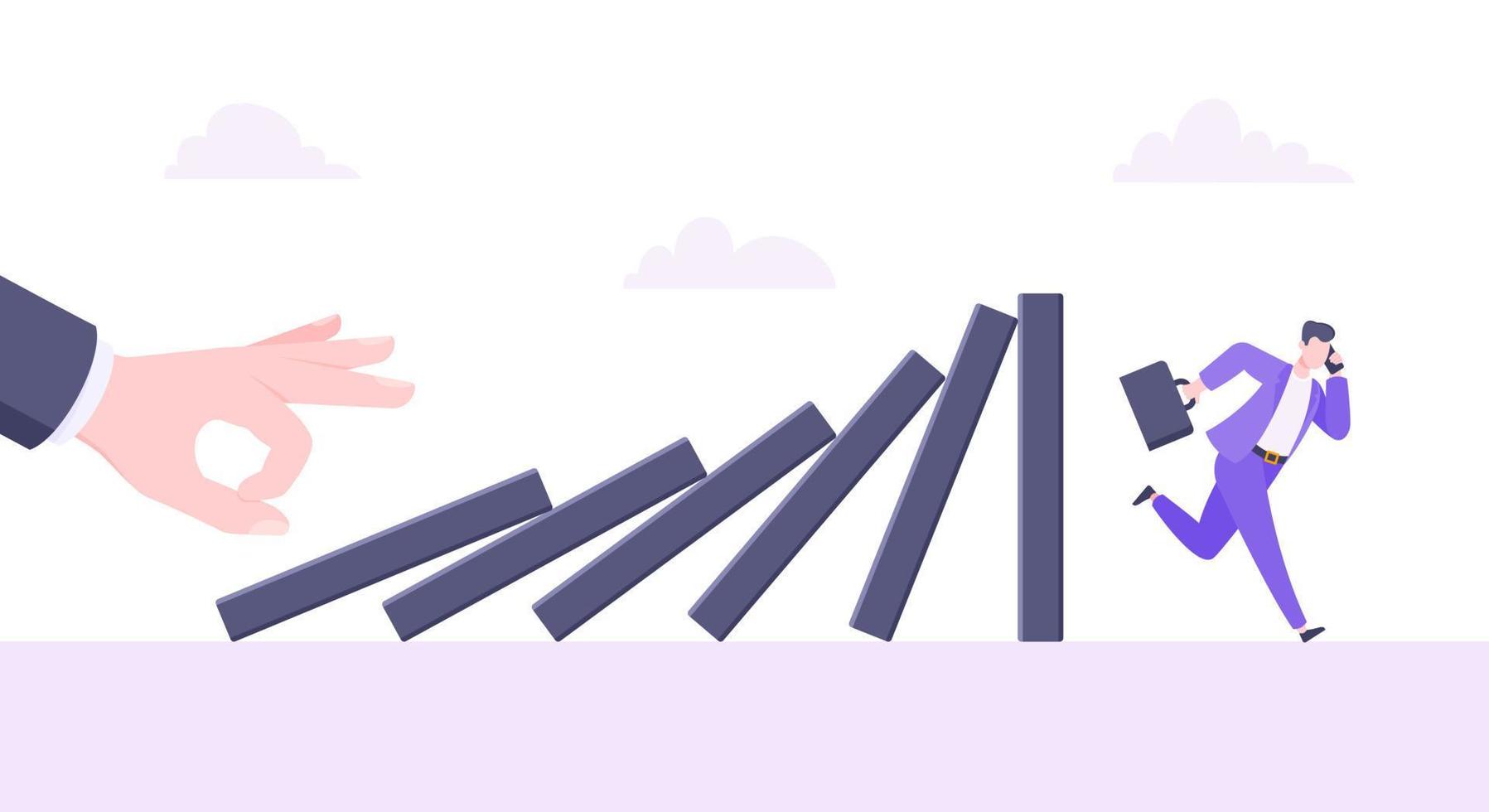 Domino effect or business cowardice metaphor vector illustration concept.