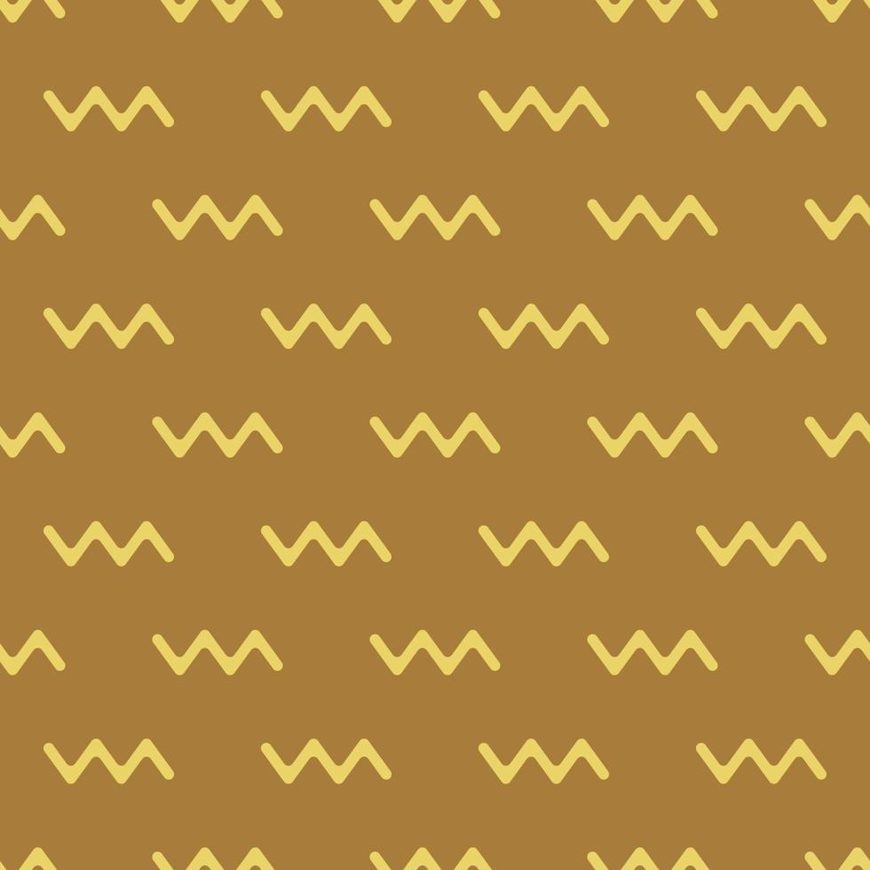 Yellow zigzag pattern on brown seamless background. vector