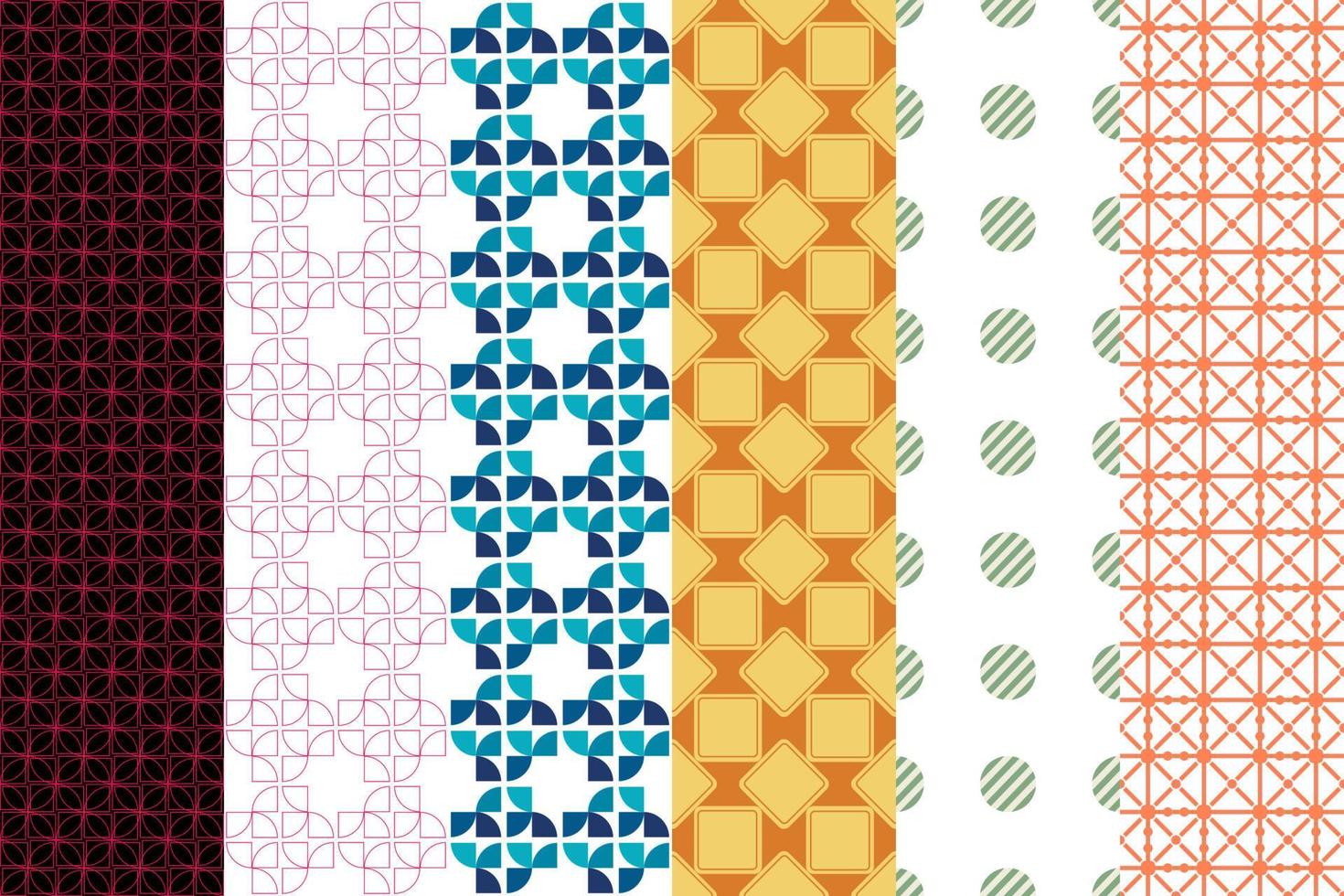 Graphic seamless set of pattern, vector illustration. Geometric stylish ornate for textile prints and backgrounds.