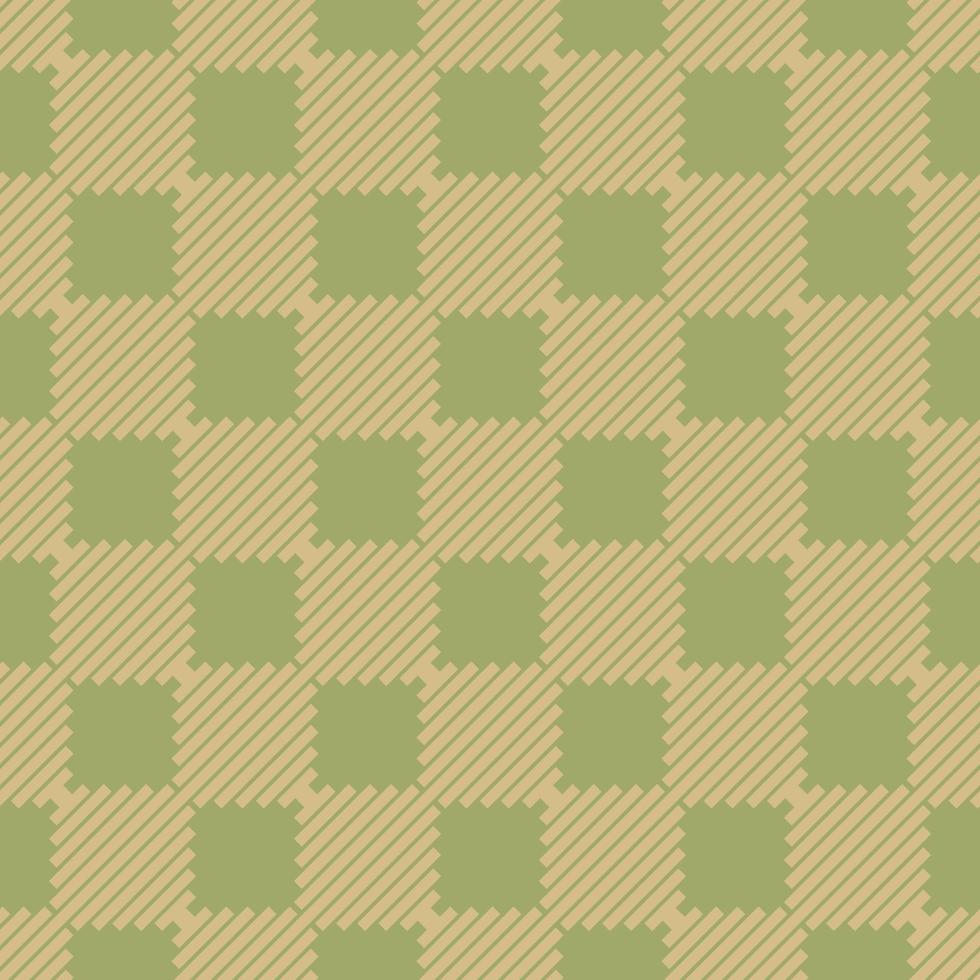 Yellow squares from lines on green textile seamless background. vector