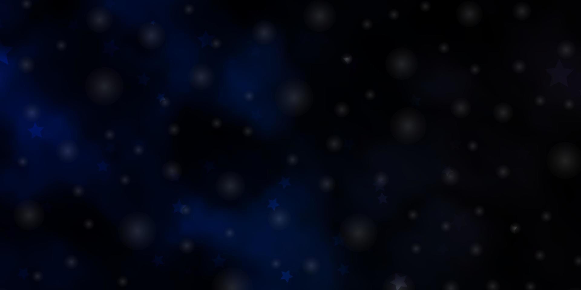 Dark BLUE vector background with colorful stars.