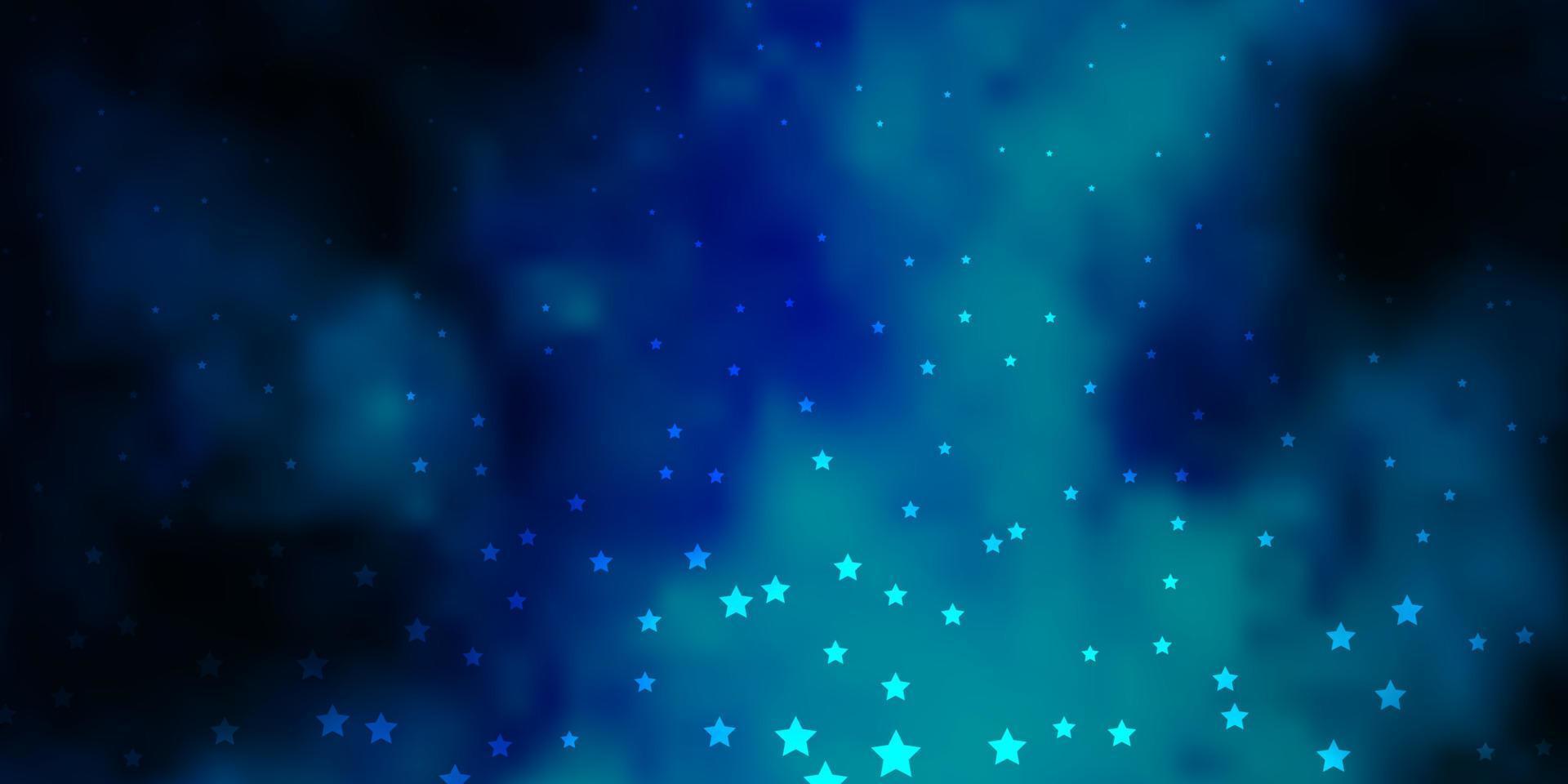 Dark BLUE vector background with small and big stars.