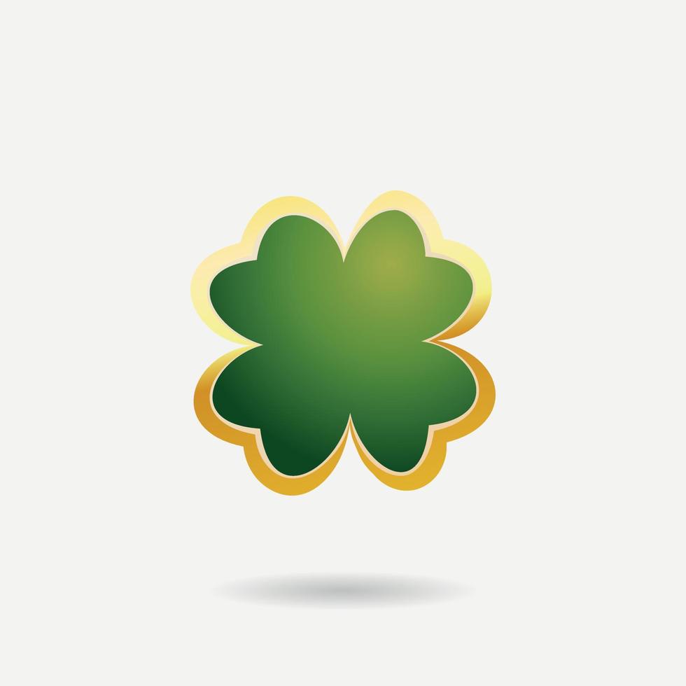 golden contour clover leaf logo design vector