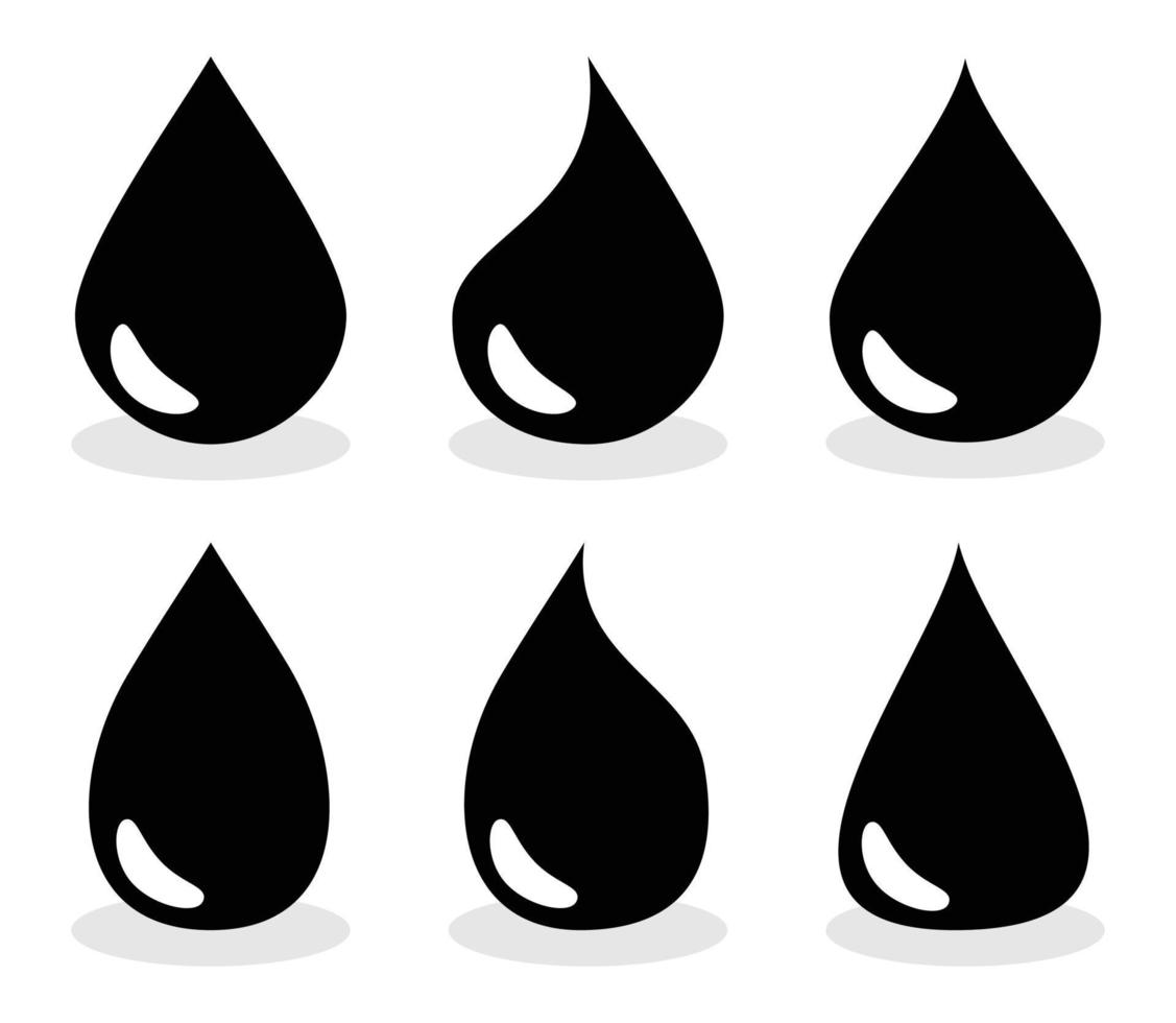 Water drop icon vector set of blue color and silhouette, set on white background. vector illustration