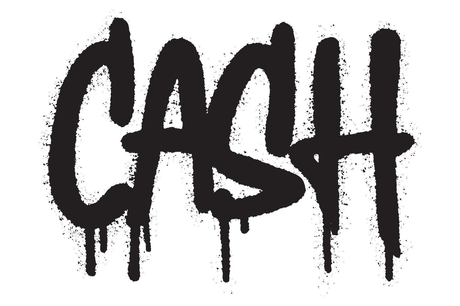 Cash word typography graffiti art black spray paint isolated on white vector