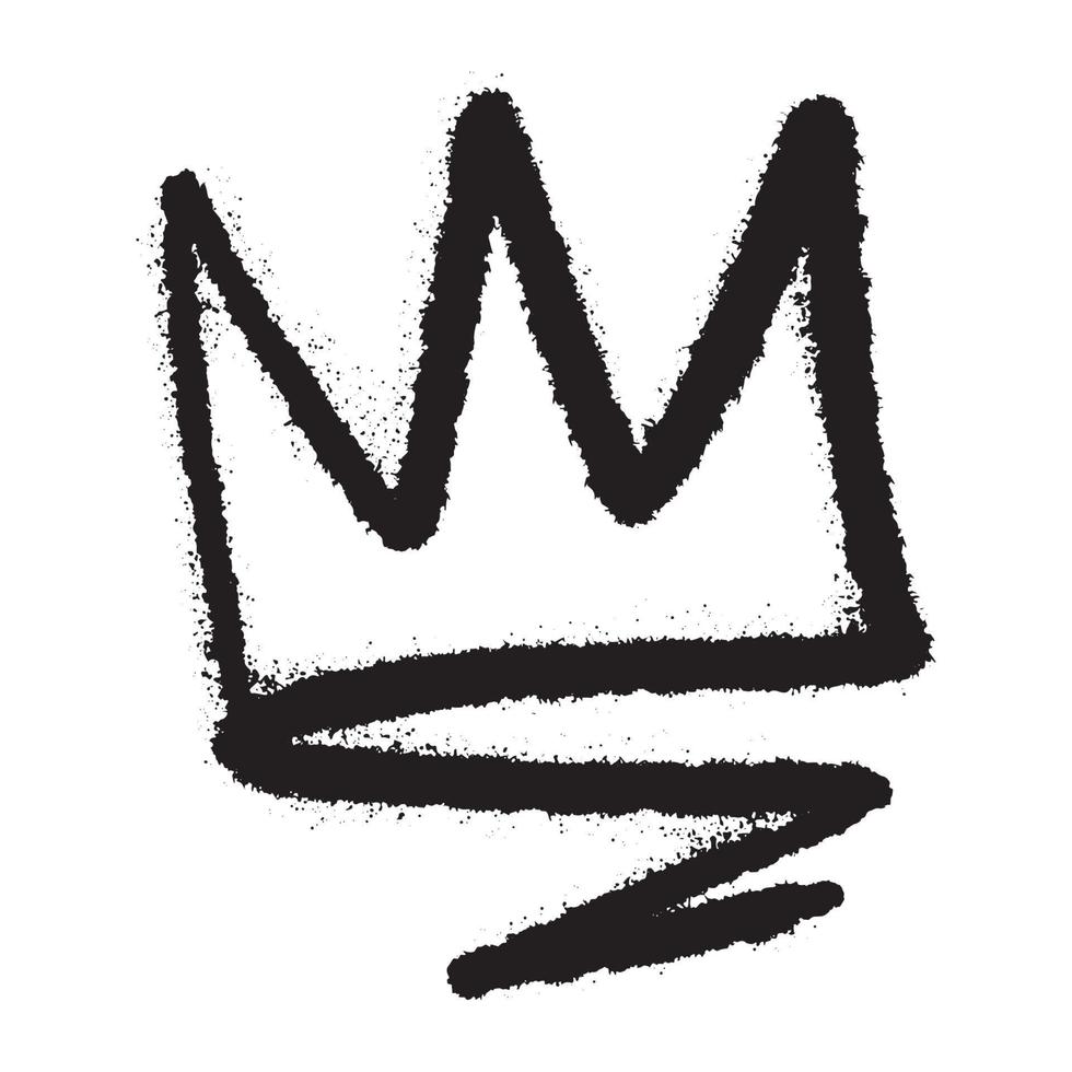 Crown graffiti art black spray paint illustration isolated on white vector