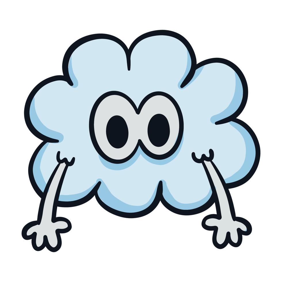 Hand drawn cloud with hands cartoon illustration isolated on white vector