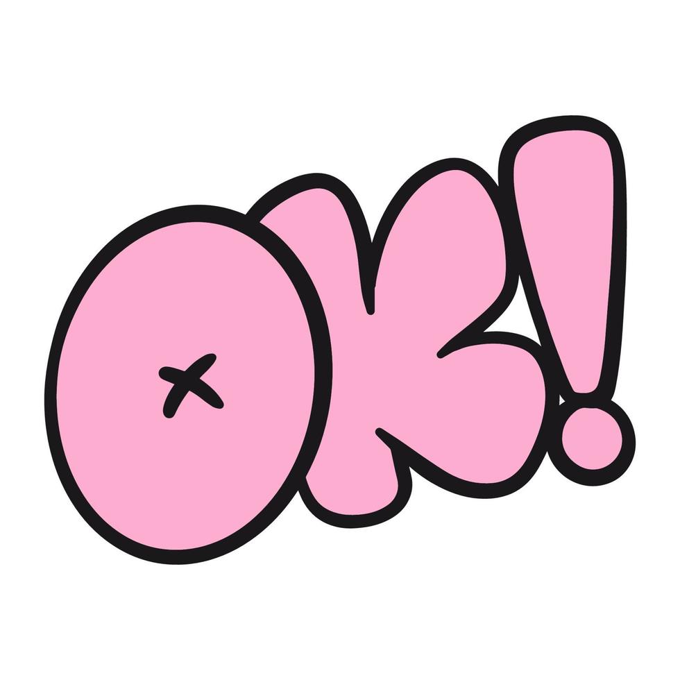 Ok word bubble style typography vector