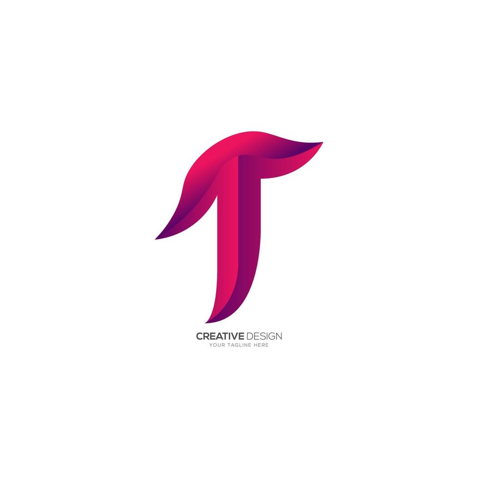 Letter T with colorful abstract creative logo vector