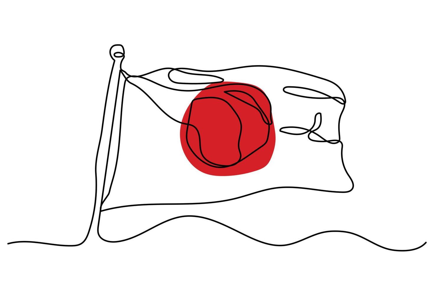 japonés bandera soltero continuo línea ilustración diseño vector