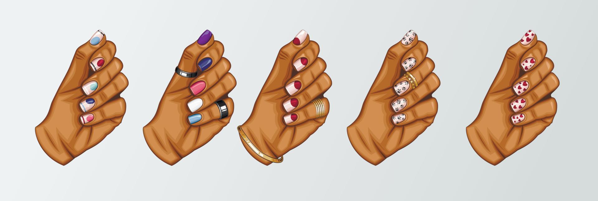 hembra mano con hermosa manicura, mujer mano con uñas Moda y belleza illistration para uña tecnología, belleza salón vector