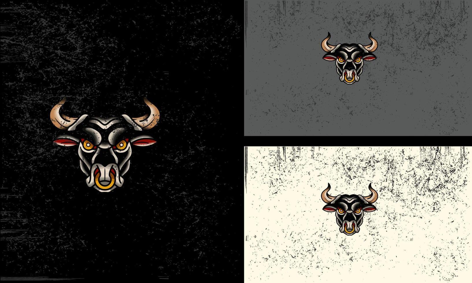 head black bull with horn vector illustration mascot design