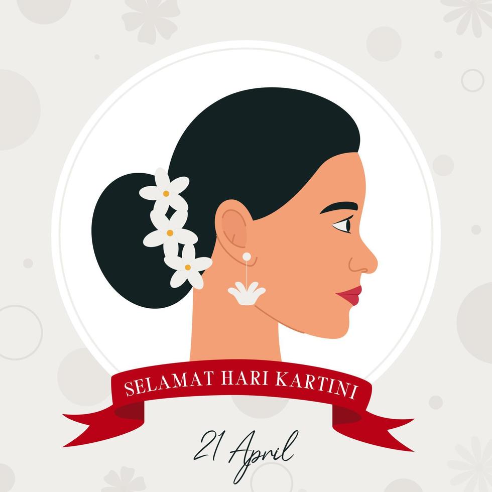 Selamat Hari Kartini Means Happy Kartini Day. Kartini is Woman hero from indonesia. Indonesian holiday on April 21. Flat Vector Illustration