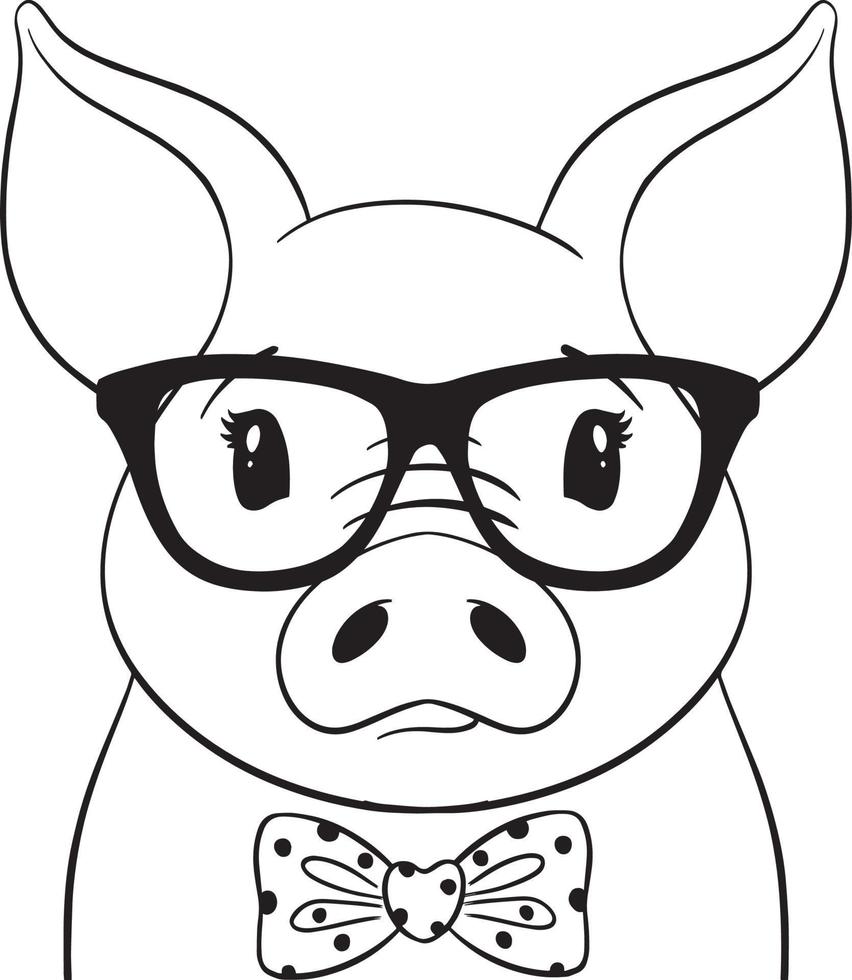 Pig svg file,Pig with Glasses svg,Pig Cut File,Cute Pig Svg,Pig Face svg,Pig Vector,Pig Clipart,Pig Lineart,Farm Animal svg,Animal svg file vector