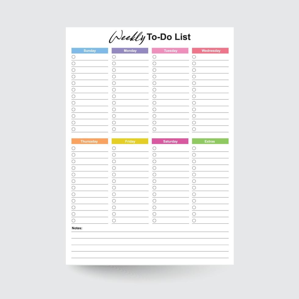 Weekly to Do List,Weekly Schedule,Weekly Organizer,Weekly Agenda,Weekly Insert,Weekly Plan,Daily Journal,Weekly Dairy vector