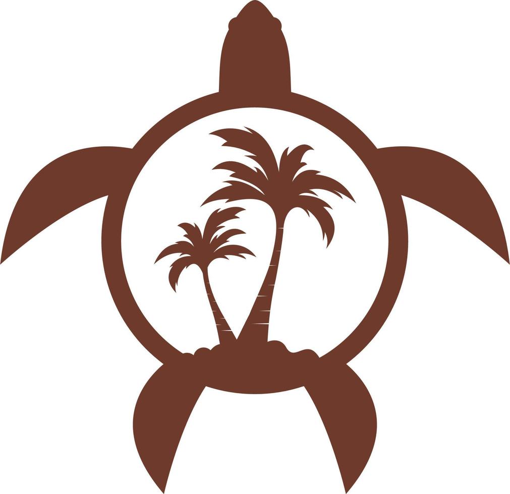 tortugas y Coco arboles vector