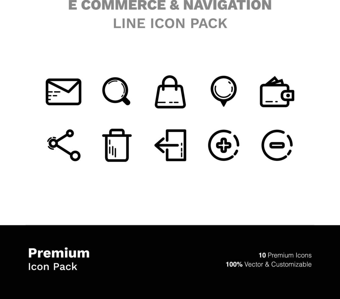 Vector collection of icons for e commerce and Navigation - Editable Stroke