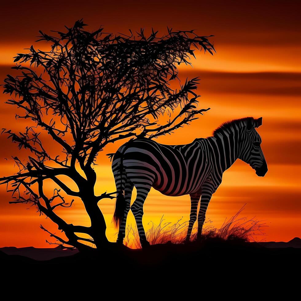 zebra silhouette AI Generated photo