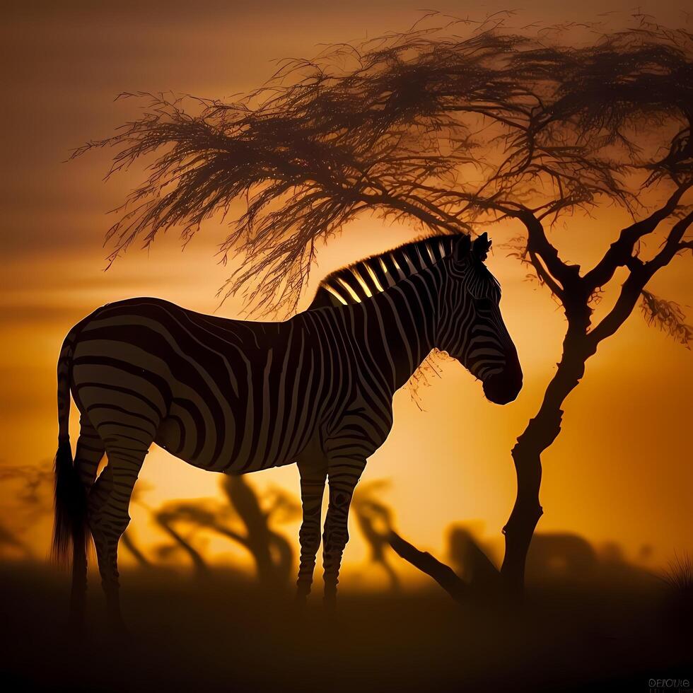 zebra silhouette AI Generated photo