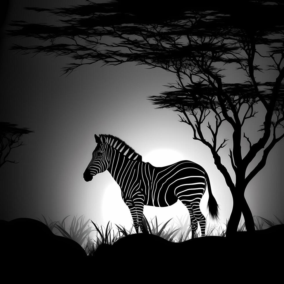 zebra silhouette AI Generated photo